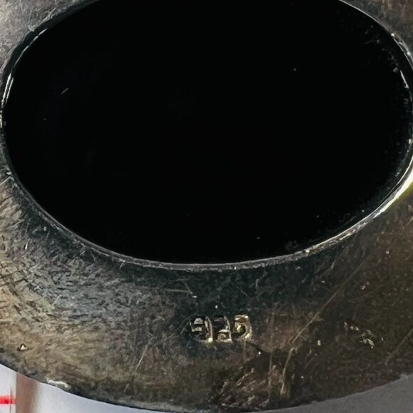 Vintage Unisex Large Artisan Sterling Silver 925 Black Onyx Pendant Slide 43g - Picture 5 of 8